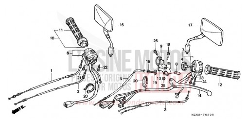 HANDLE LEVER/SWITCH/CABLE NTV650V de 1997